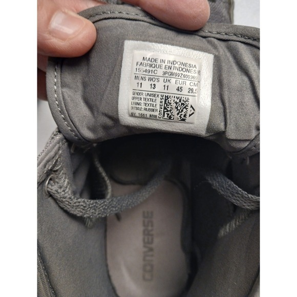 Converse All Star Syde Street High Top Sneaker 155491C Grey/Black Mens 11 #1557 - Picture 11 of 11